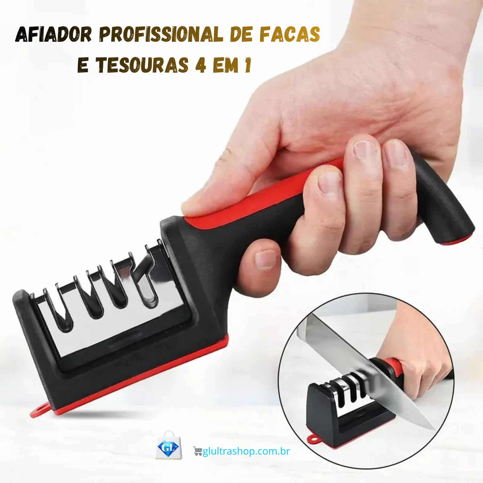Afiador Profissional de Facas e Tesouras 4 em 1 – Corte Perfeito em Segundos - Imagem 5