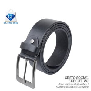 Cinto Masculino Social Executivo em Couro Sintético Preto