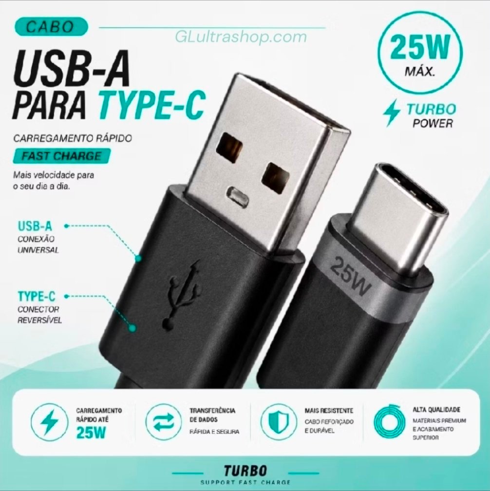 Cabo USB-C Turbo 25W com Carregamento Rápido – 98cm - Imagem 6