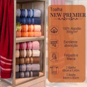 Kit Toalha de Banho e Rosto 100% Algodão Macia e Felpuda – 2 Peças